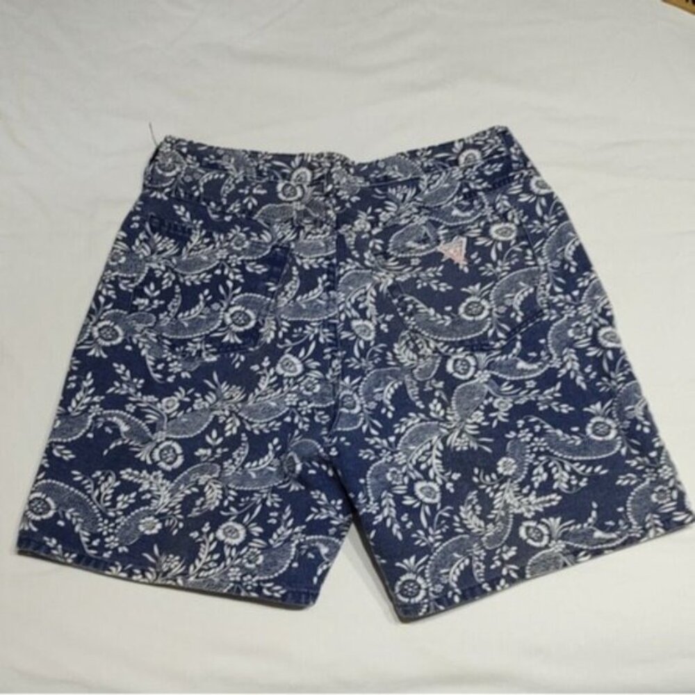 Vintage 90s Grunge Bandana Print Denim Shorts 3 Guess George Marciano - Picture 4 of 10
